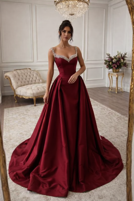 Vestido Helena – Vestido de Cerimónia Cetim com Pedraria