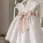 Vestido Lara com Laço – Vestido de Cerimónia Menina em Cetim Personalizável