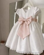 Vestido Lara com Laço – Vestido de Cerimónia Menina em Cetim Personalizável