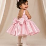 Vestido Matilde – Vestido de Cerimónia Menina em Cetim com Laço nas Costas