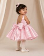Vestido Matilde – Vestido de Cerimónia Menina em Cetim com Laço nas Costas