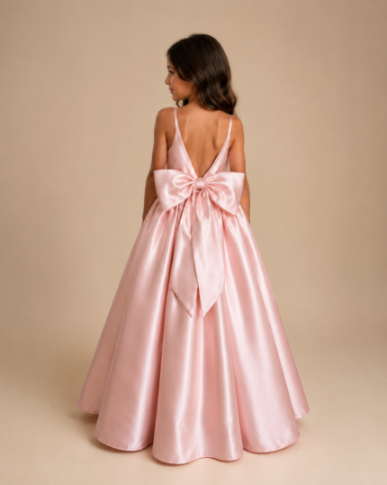 Vestido Diana – Vestido de Cerimónia em Cetim com Laço nas Costas